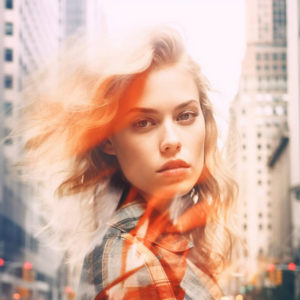 portrait de femme double exposition