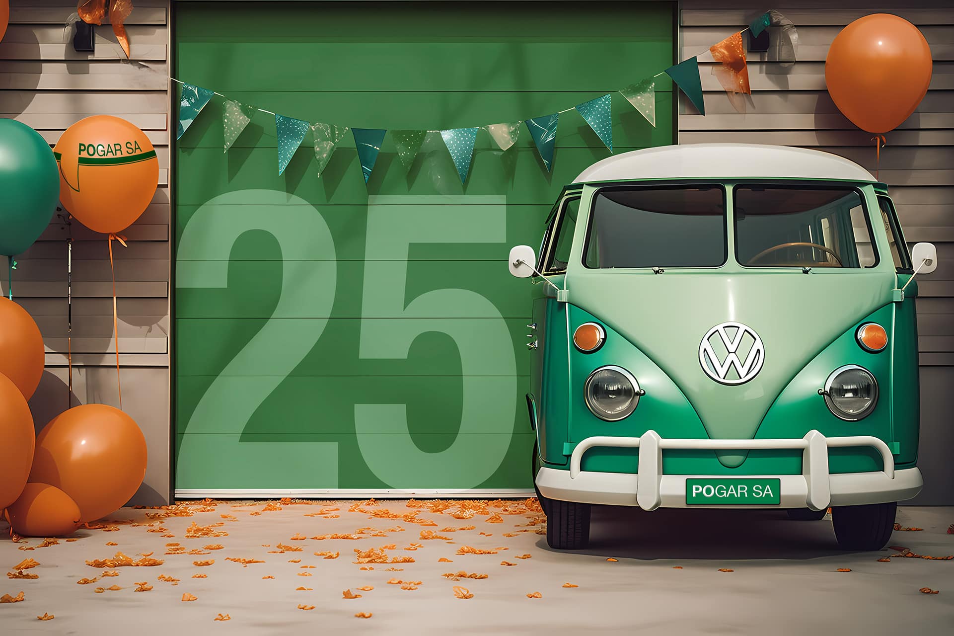 Porte de garage avec bus VW 1947