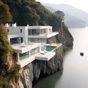 Villa accrochée dans la montagne © David Lartigue